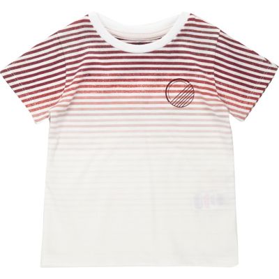 Mini boys red faded stripe t-shirt